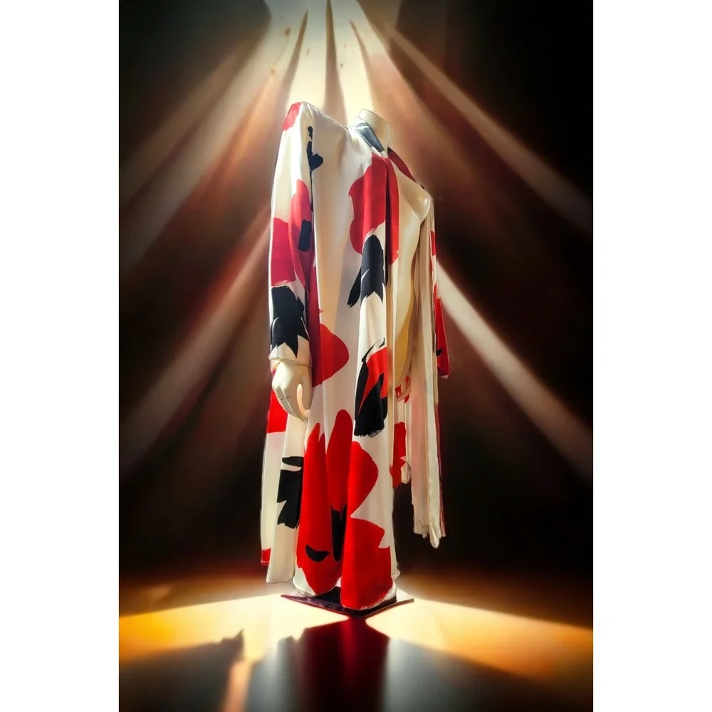 Vintage USA Pure SILK Voluminous Donna Karan Bold Floral Jacket Kimono Overpiece